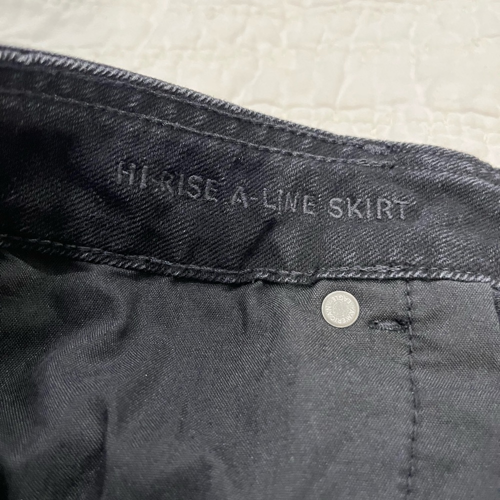 American Eagle Black Denim High Waist A-Line Button Front Skirt Sz.‎ 16 - Picture 8 of 8